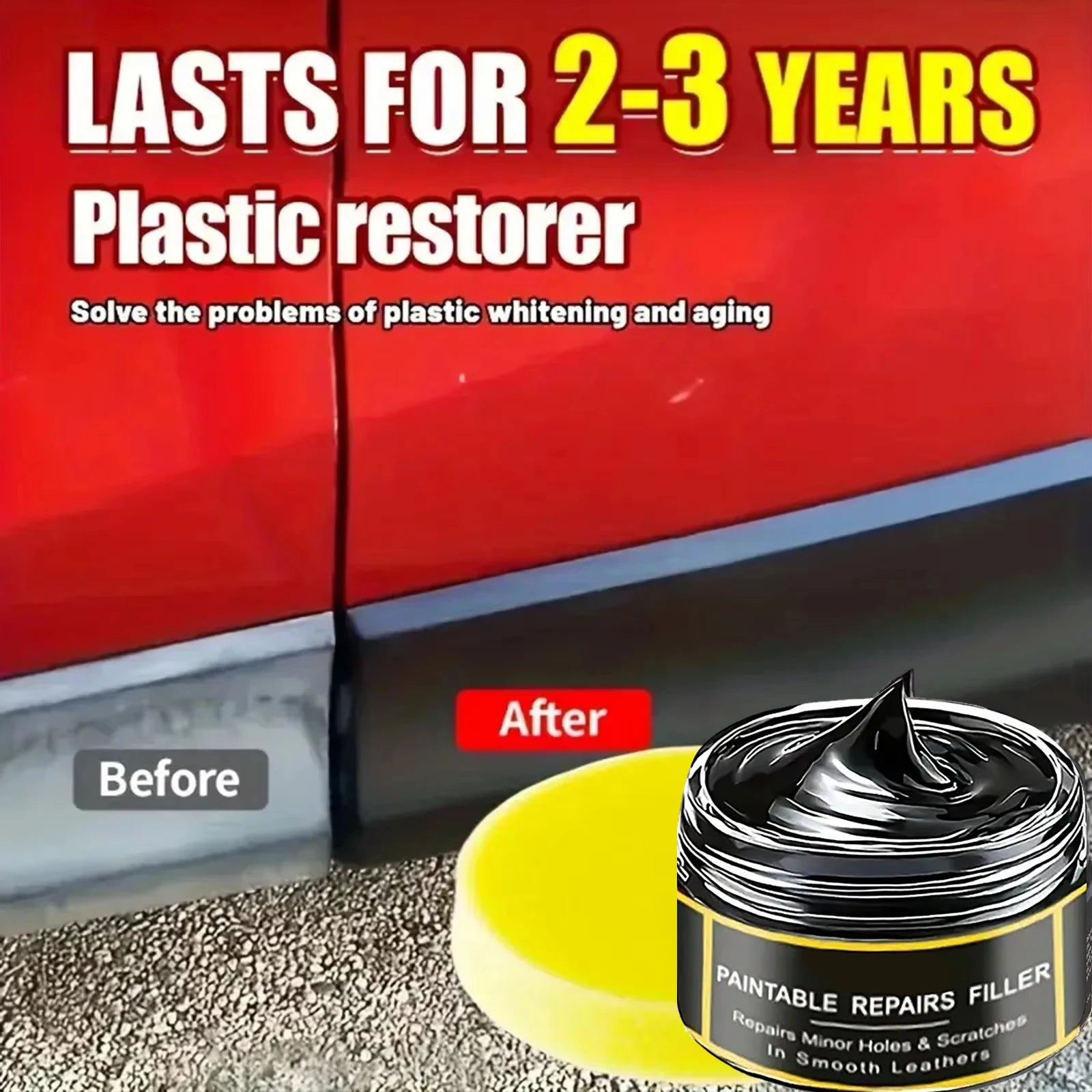 B1267 Car Interior Plastic Leather Scratch Repair Paste Anti-Aging Paste Automotive Tires Seats Steering Wheel Polishing Wax